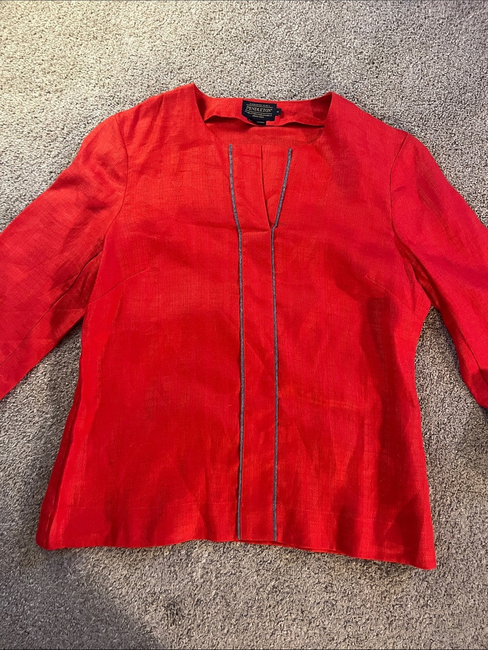 🌺🌹🌺🌹Pendleton Vibrant Poppy Red 💯% Linen Rustic Textured Tunic NWT 19” bust sz4